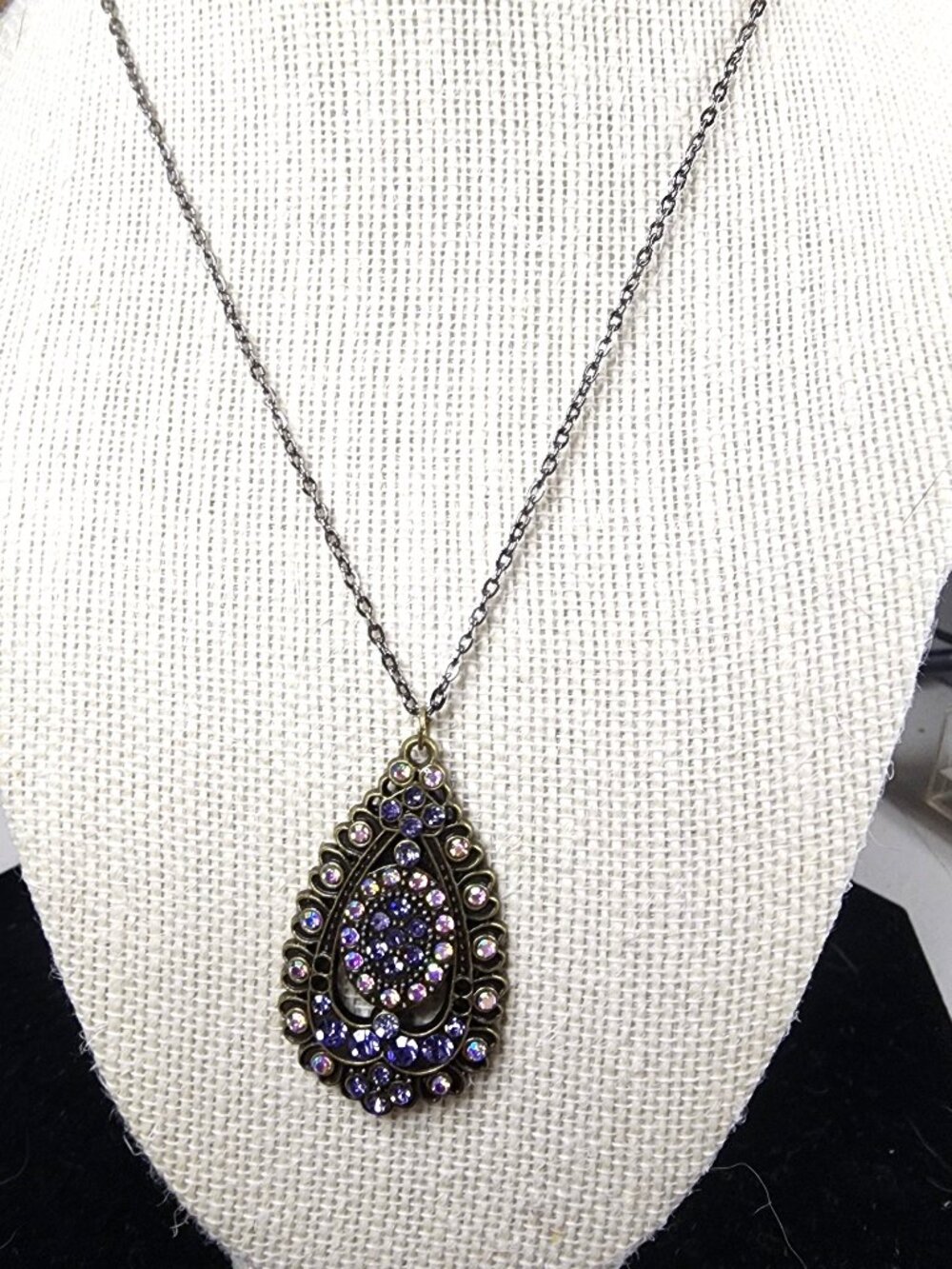 Hand Crafted Victorianesque Teardrop Pendant Necklace